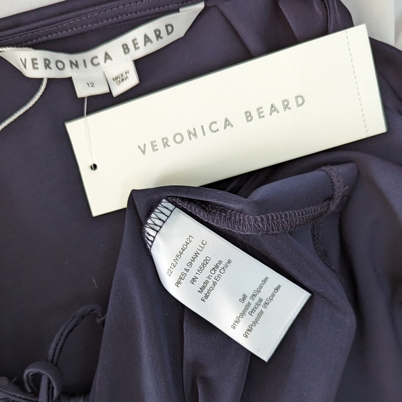 Veronica Beard Rogue Top Halter Neck Tie Ruched Detail Long Sleeve Navy 12 NWT - Picture 11 of 13